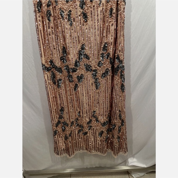 NWT $798 Mac Duggal [ 6 ] One Shoulder Embellished Gown in‎ Apricot Pink - Picture 10 of 13